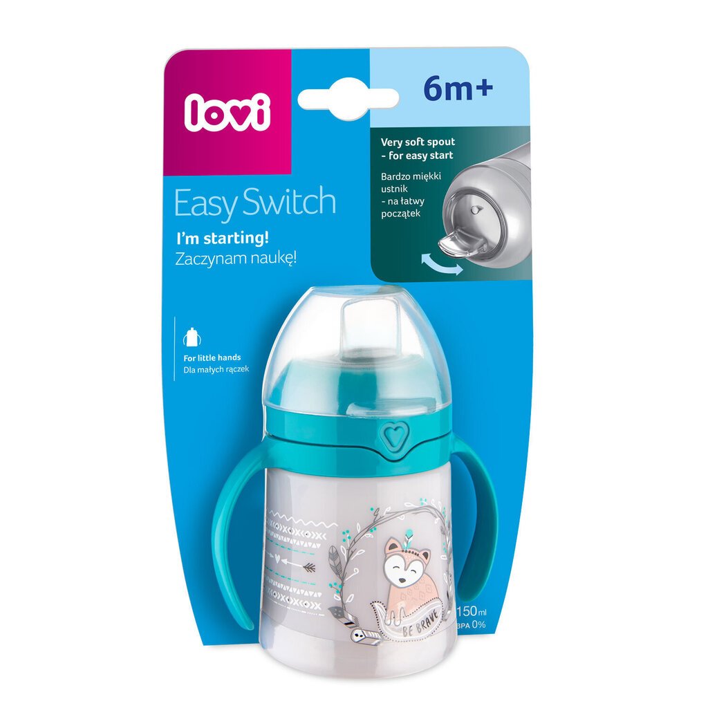 Tass lastele Lovi Easy Switch 150 ml, 6 kuud, 35/352 hind ja info | Lutipudelid ja aksessuaarid | kaup24.ee