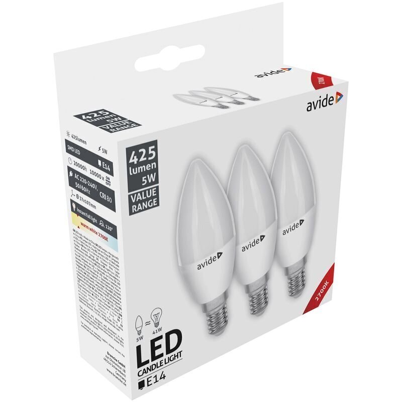 LED-lambipirn Avide 5W E14 2700K 3tk hind ja info | Lambipirnid, lambid | kaup24.ee