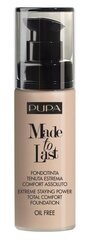 Jumestuskreem Pupa Made To Last Foundation 30 ml, 001 Light Ivory цена и информация | Пудры, базы под макияж | kaup24.ee