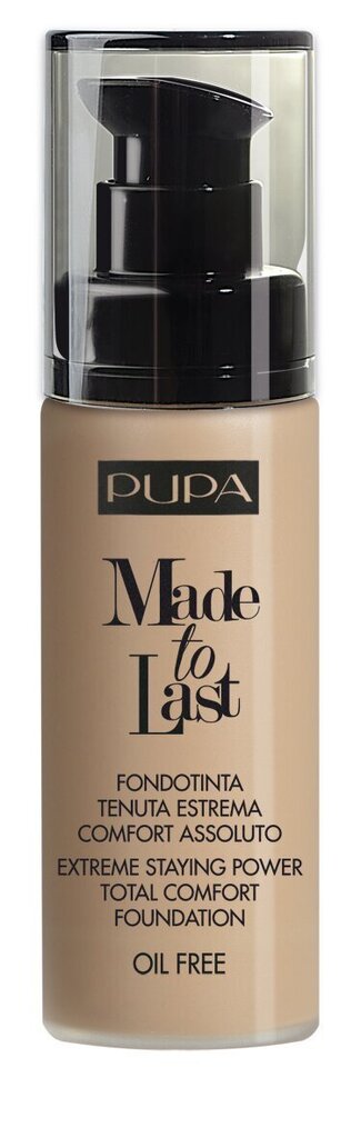 Jumestuskreem Pupa Made To Last Foundation 30 ml, 040 Medium Beige hind ja info | Jumestuskreemid, puudrid | kaup24.ee