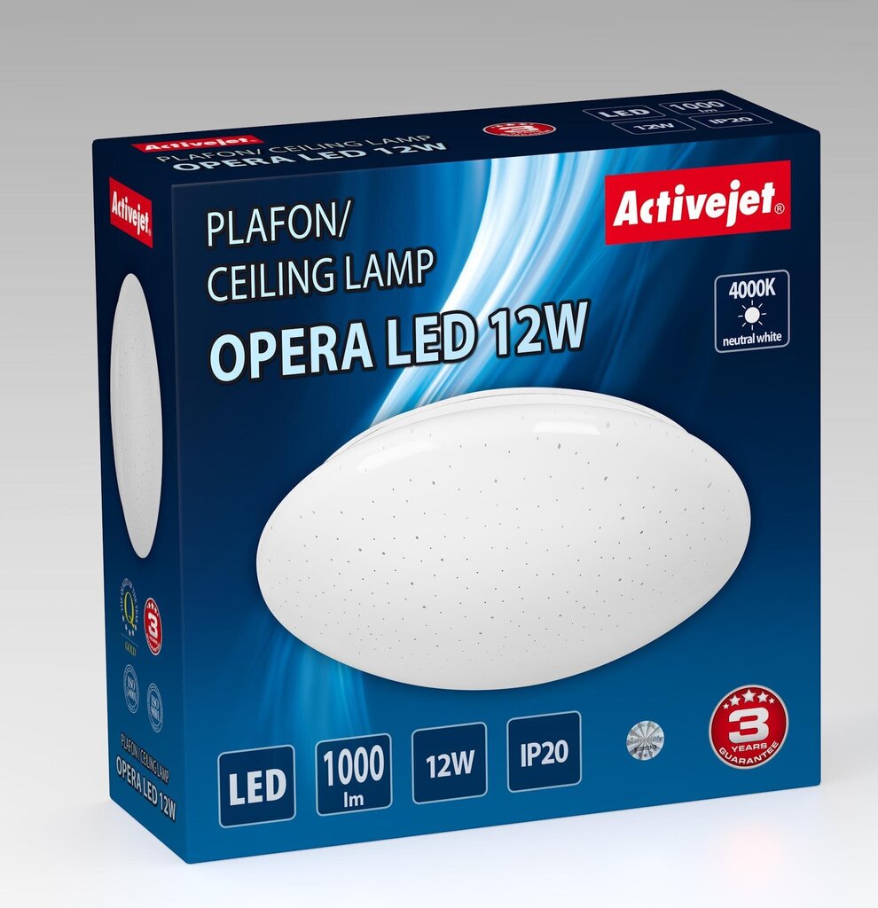 LED- valgusti Activejet AJE-Opera, 12W, valge цена и информация | Süvistatavad ja LED valgustid | kaup24.ee