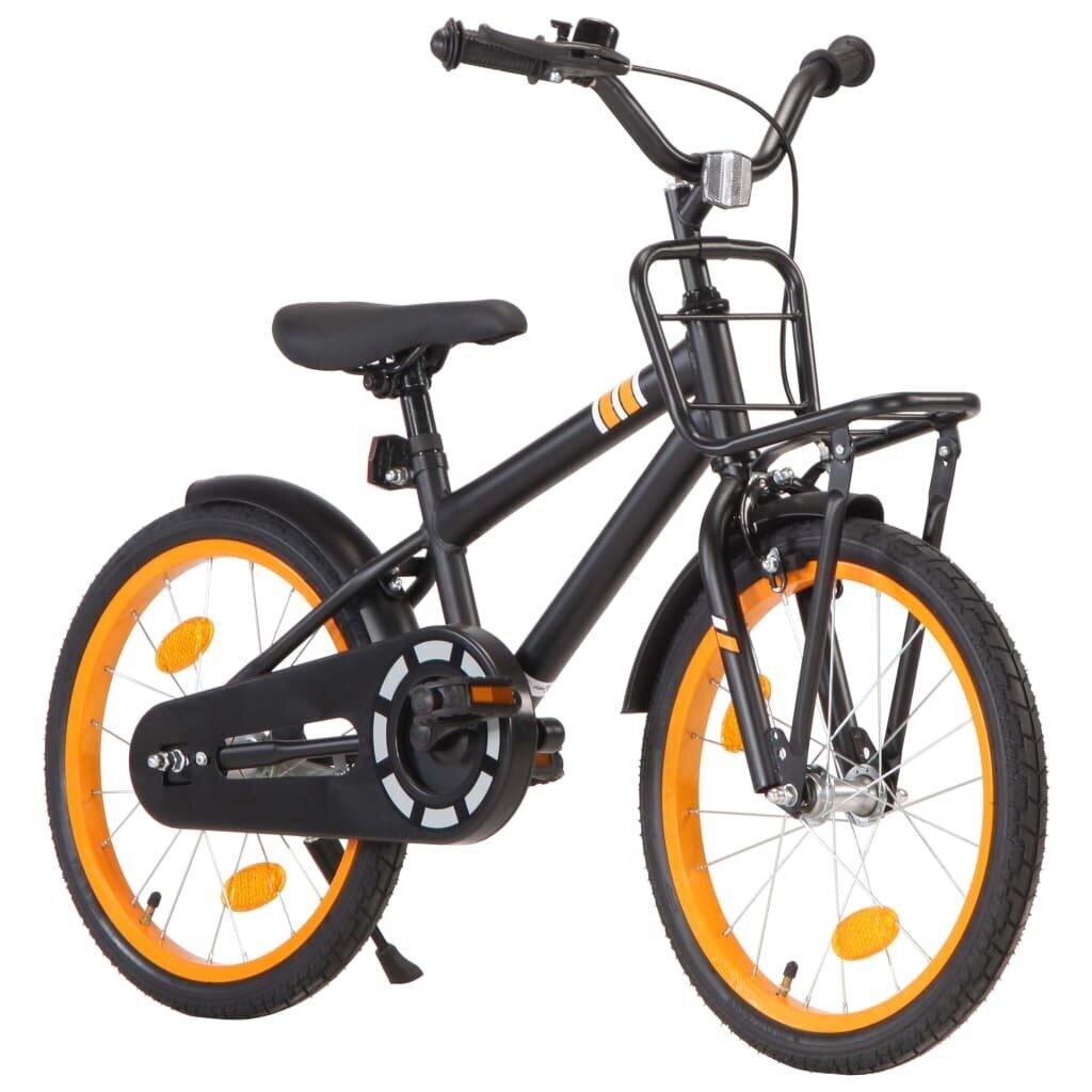 Laste jalgratas esipakiraamiga vidaXL, 18'', must ja oranž hind ja info | Jalgrattad | kaup24.ee