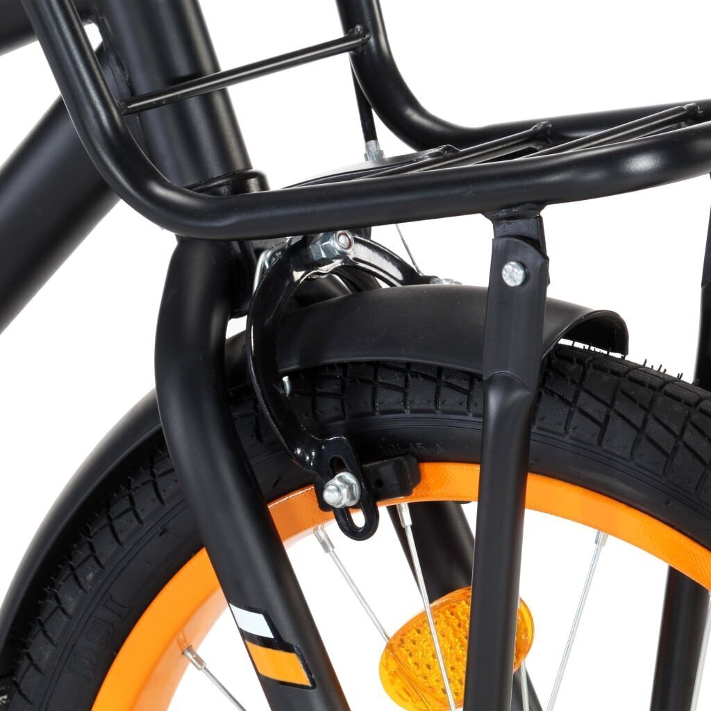Laste jalgratas esipakiraamiga vidaXL, 18'', must ja oranž hind ja info | Jalgrattad | kaup24.ee