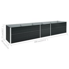 vidaXL aia taimelava tsingitud teras 400 x 80 x 77 cm antratsiithall цена и информация | Вазоны | kaup24.ee