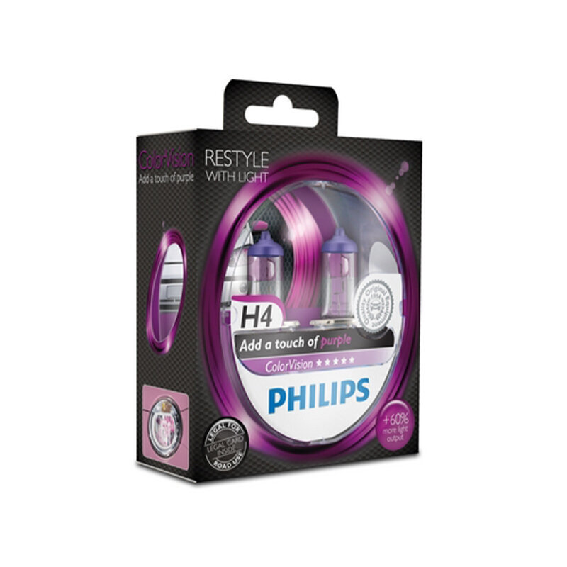 PHILIPS auto pirn H4 12V 60/55W ColorVision Roosa 2 tk blisteris цена и информация | Autopirnid | kaup24.ee