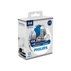 PHILIPS auto pirn H4 12V 60/55W WHITE VISION+W5W 2tk blisteris цена и информация | Автомобильные лампочки | kaup24.ee