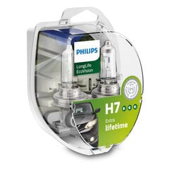 Автомобильная лампа PHILIPS H7 12V 55W Long life ECO 2 шт в блистере цена и информация | Автомобильная ксеноновая лампа D2R 6000К (Китай) | kaup24.ee