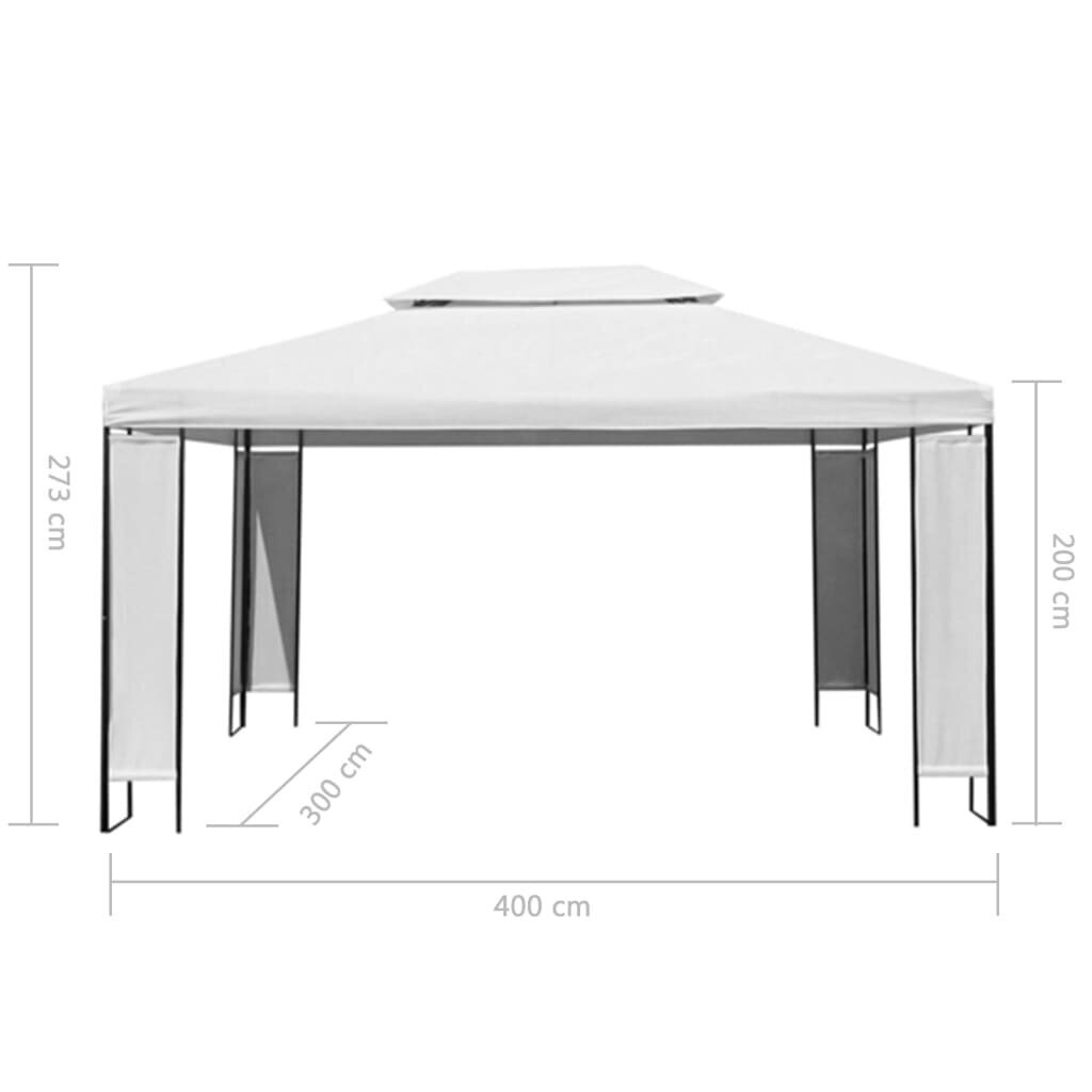 vidaXL Pirnidega aiamööbel, valge, 3x4m hind ja info | Varikatused ja aiapaviljonid | kaup24.ee