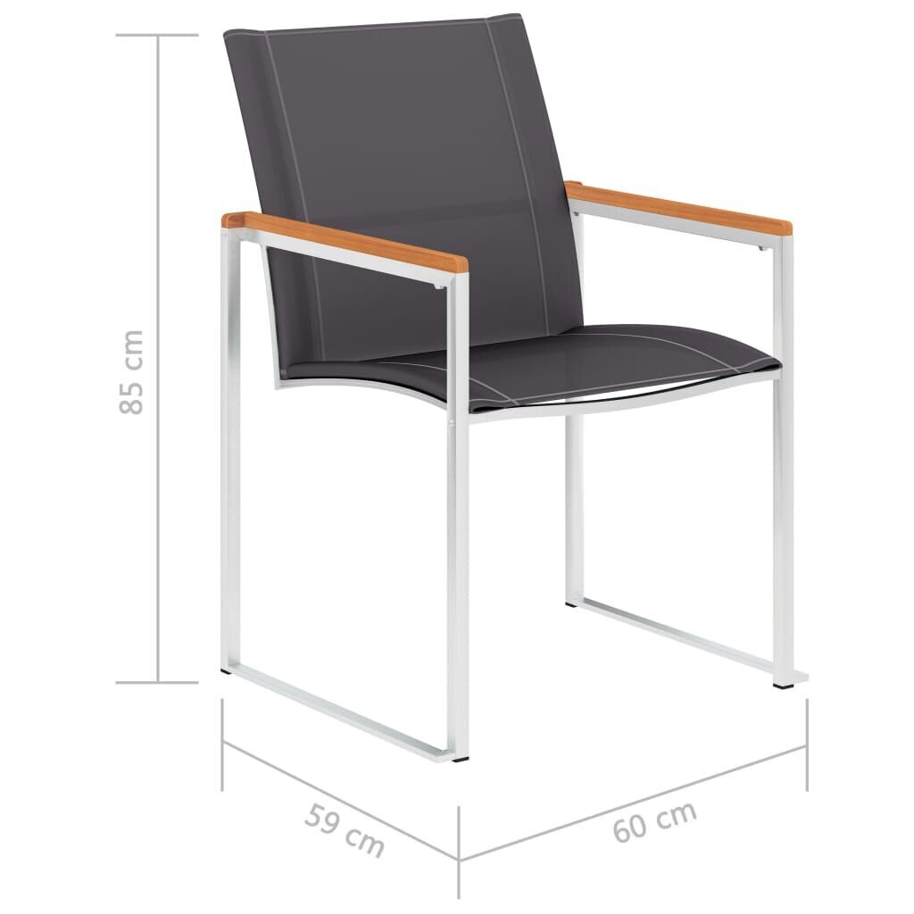 Aiatoolid vidaXL, 4 tk, tekstileen ja roostevaba teras, hall hind ja info | Aiatoolid | kaup24.ee