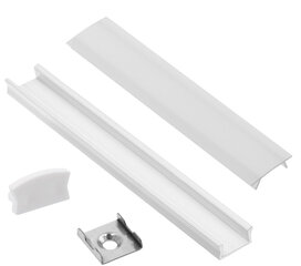 Alumiiniumprofiil LED-ribale Eurolight, pinnapealne, 1m, valge hind ja info | LED ribad | kaup24.ee