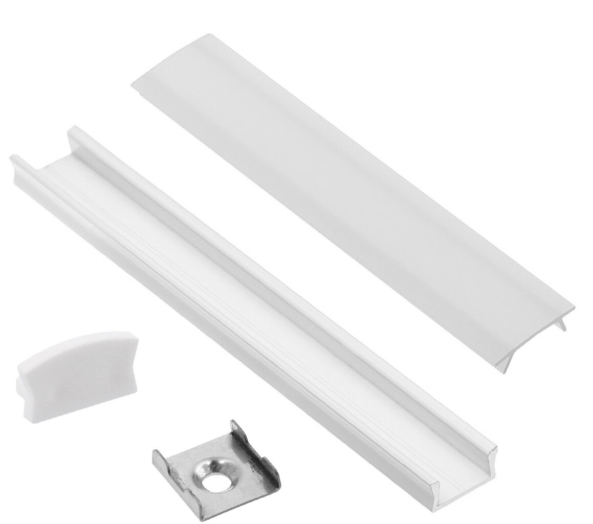 Alumiiniumprofiil LED-ribale Eurolight, pinnapealne, 1m, valge hind ja info | LED ribad | kaup24.ee