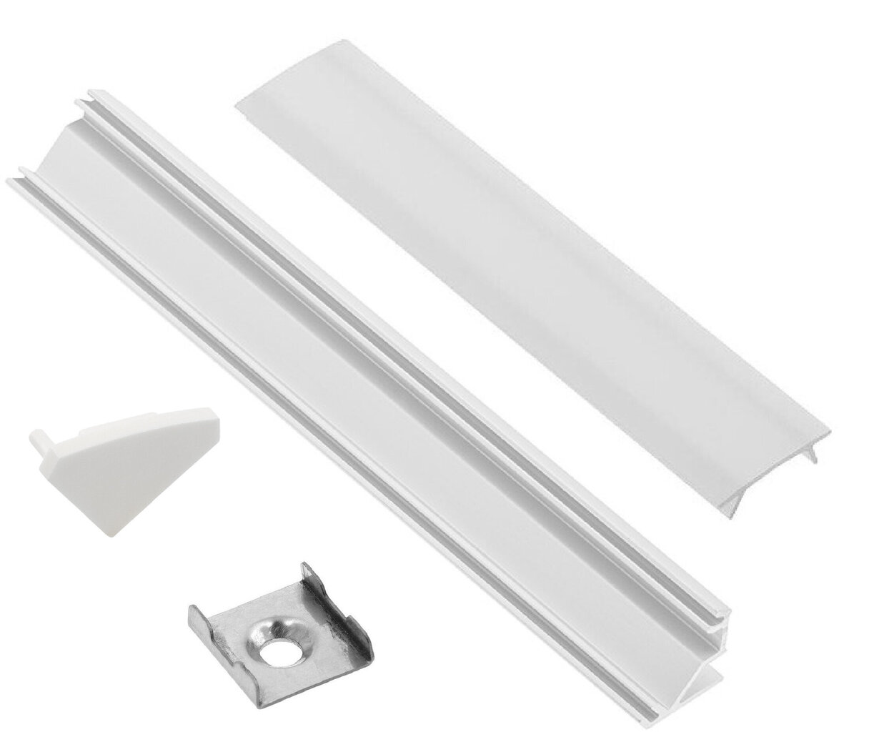 Alumiiniumprofiil LED-ribale Eurolight, nurga all, 2m, valge hind ja info | LED ribad | kaup24.ee