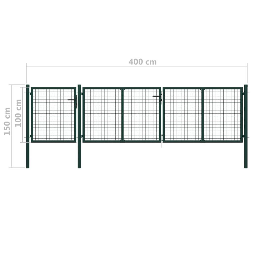 vidaXL aiavärav, teras, 400 x 100 cm, roheline hind ja info | Aiad ja tarvikud | kaup24.ee