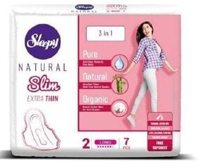 Sleepy Natural SLIM hügieenisidemed Long (7tk) hind ja info | Tampoonid, hügieenisidemed, menstruaalanumad | kaup24.ee