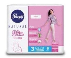 Sleepy Natural SLIM hügieenisidemed Night (6tk) hind ja info | Tampoonid, hügieenisidemed, menstruaalanumad | kaup24.ee