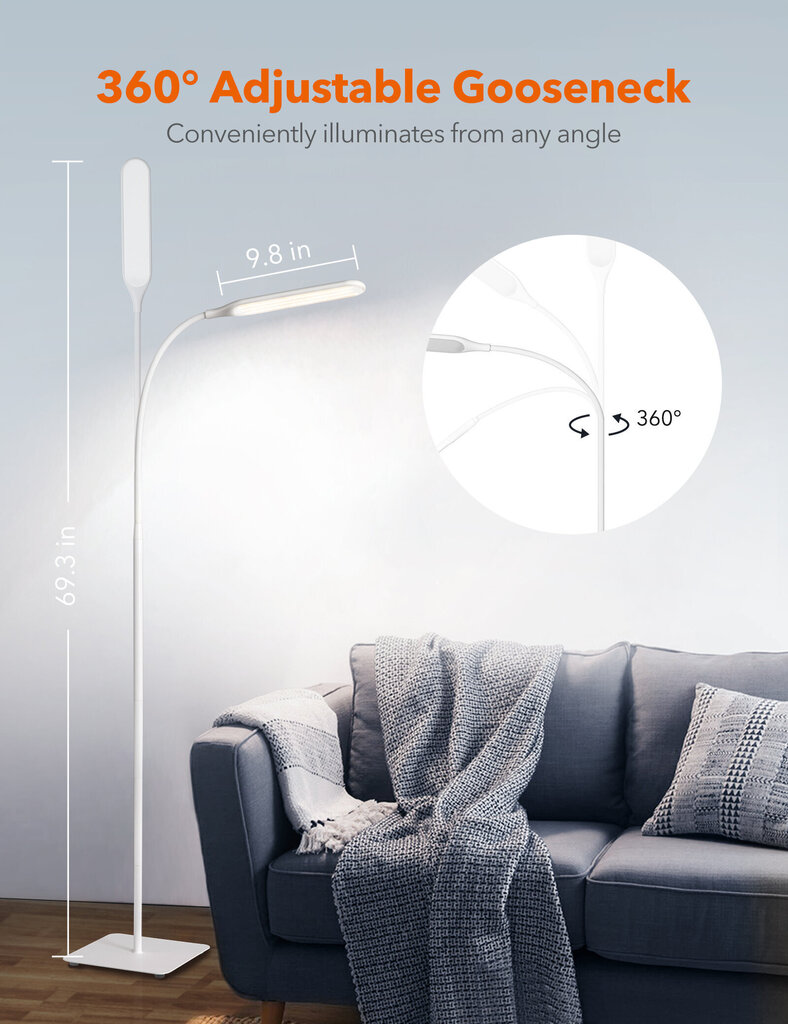 Süvistatav LED-valgusti, TaoTronics TT-DL072, valge цена и информация | Põrandalambid | kaup24.ee