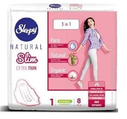 Sleepy Natural SLIM hügieenisidemed Normal (8tk) цена и информация | Тампоны, гигиенические прокладки для критических дней, ежедневные прокладки | kaup24.ee