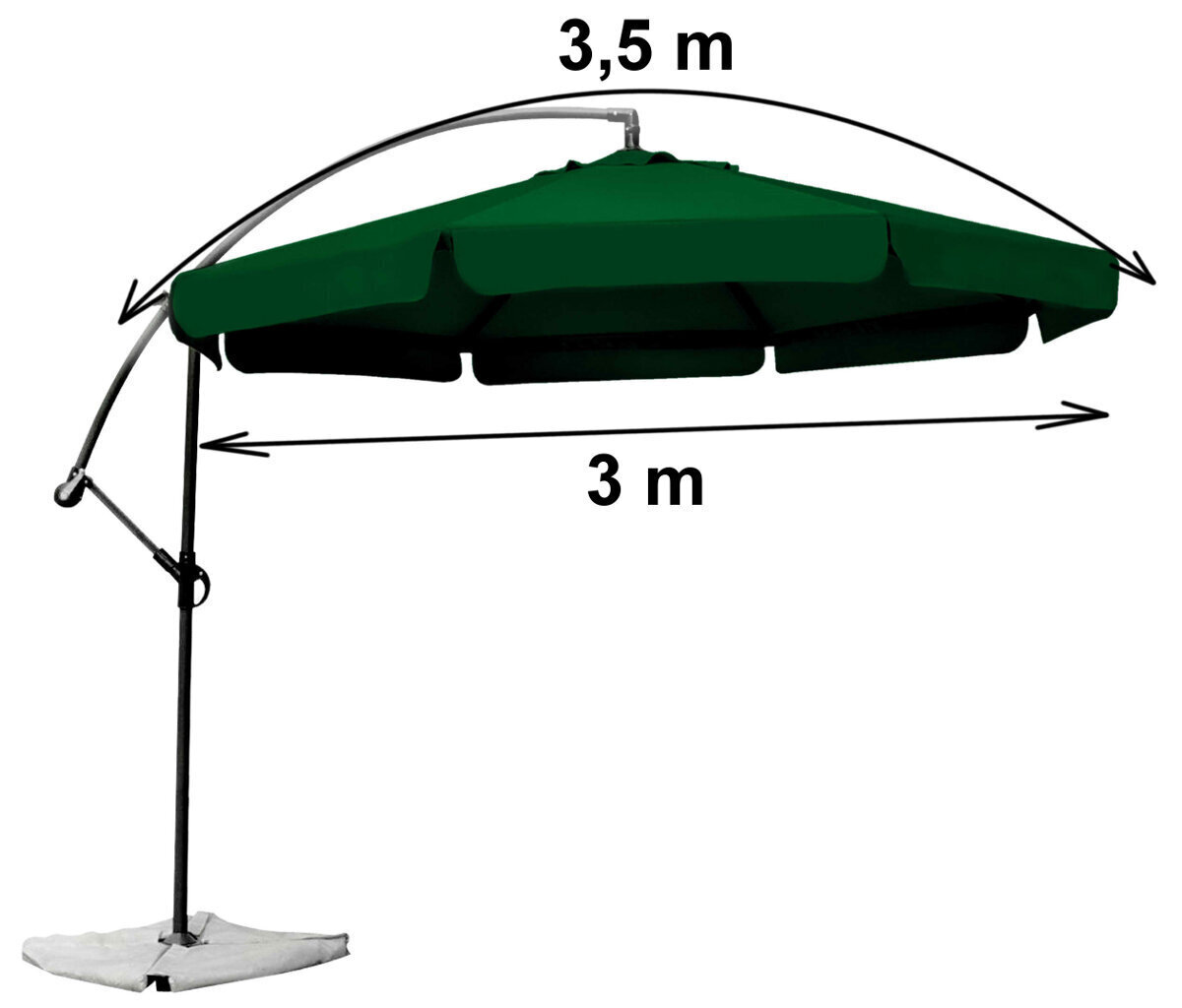 Suur roheline aiavari, kokkupandav 350 cm hind ja info | Päikesevarjud, markiisid ja alused | kaup24.ee