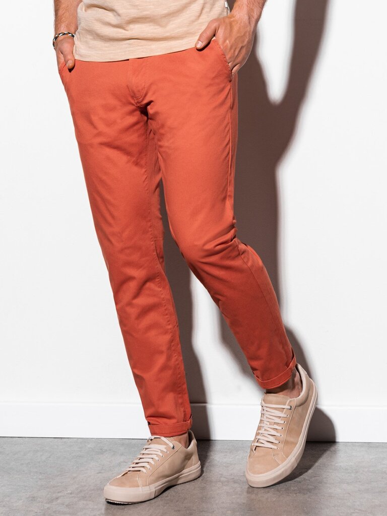 Meeste vabaaja chino püksid Ombre P894, oranžid hind ja info | Meeste püksid | kaup24.ee
