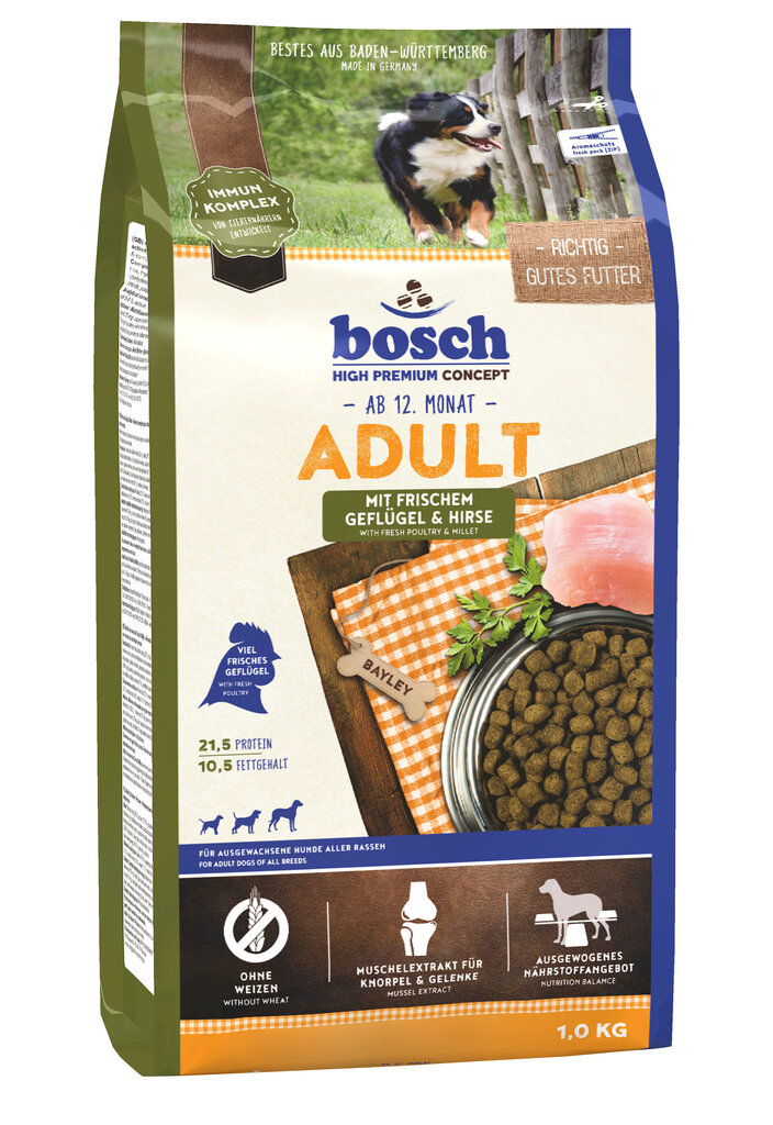 Bosch Petfood Adult Poultry & Millet (High Premium) 1 kg цена и информация | Kuivtoit koertele | kaup24.ee