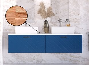 Двойной шкафчик для ванной Besco Floo 160 с Oak столешницей, синий/черный цена и информация | Шкафчики для ванной | kaup24.ee