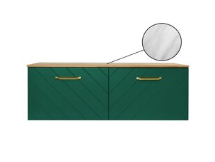 Vannitoakapp Besco Floo 120 koos Slim marble tööpinnaga, roheline/kuldne цена и информация | Шкафчики для ванной | kaup24.ee