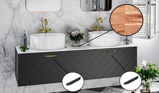 Двойной шкафчик для ванной Besco Floo 120 со столешницей из дуба, черный цена и информация | Шкафчики для ванной | kaup24.ee