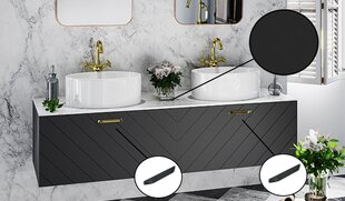 Шкафчик для ванной Besco Floo 120 с Slim black столешницей, черный цена и информация | Шкафчики для ванной | kaup24.ee