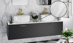 Шкафчик для ванны Besco Floo 120 с Slim marble столешницей, черный/золотой цена и информация | Шкафчики для ванной | kaup24.ee