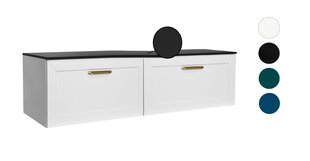 Шкафчик для ванной Besco Dexa 160 двойной со столешницей Slim black и золотыми ручками, белый цена и информация | Шкафчики для ванной | kaup24.ee