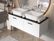 Kahekohaline vannitoakapp Besco Dexa 160 koos Slim marble tööpinnaga ja mustade käepidemetega, valge hind ja info | Vannitoakapid | kaup24.ee