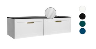 Двойной шкафчик для ванной Besco Dexa 160 с Slim marble столешницей и золотыми ручками цена и информация | Шкафчики для ванной | kaup24.ee