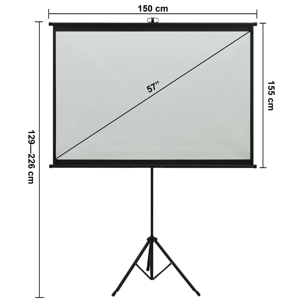 vidaXL projektori ekraan statiiviga, 57" 1:1 цена и информация | Projektori ekraanid | kaup24.ee
