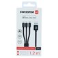 Swissten Textile Universal 3in1 USB-C / Lightning Data MFI / MircoUSB Cable 1.2m Black цена и информация | Kaablid ja juhtmed | kaup24.ee