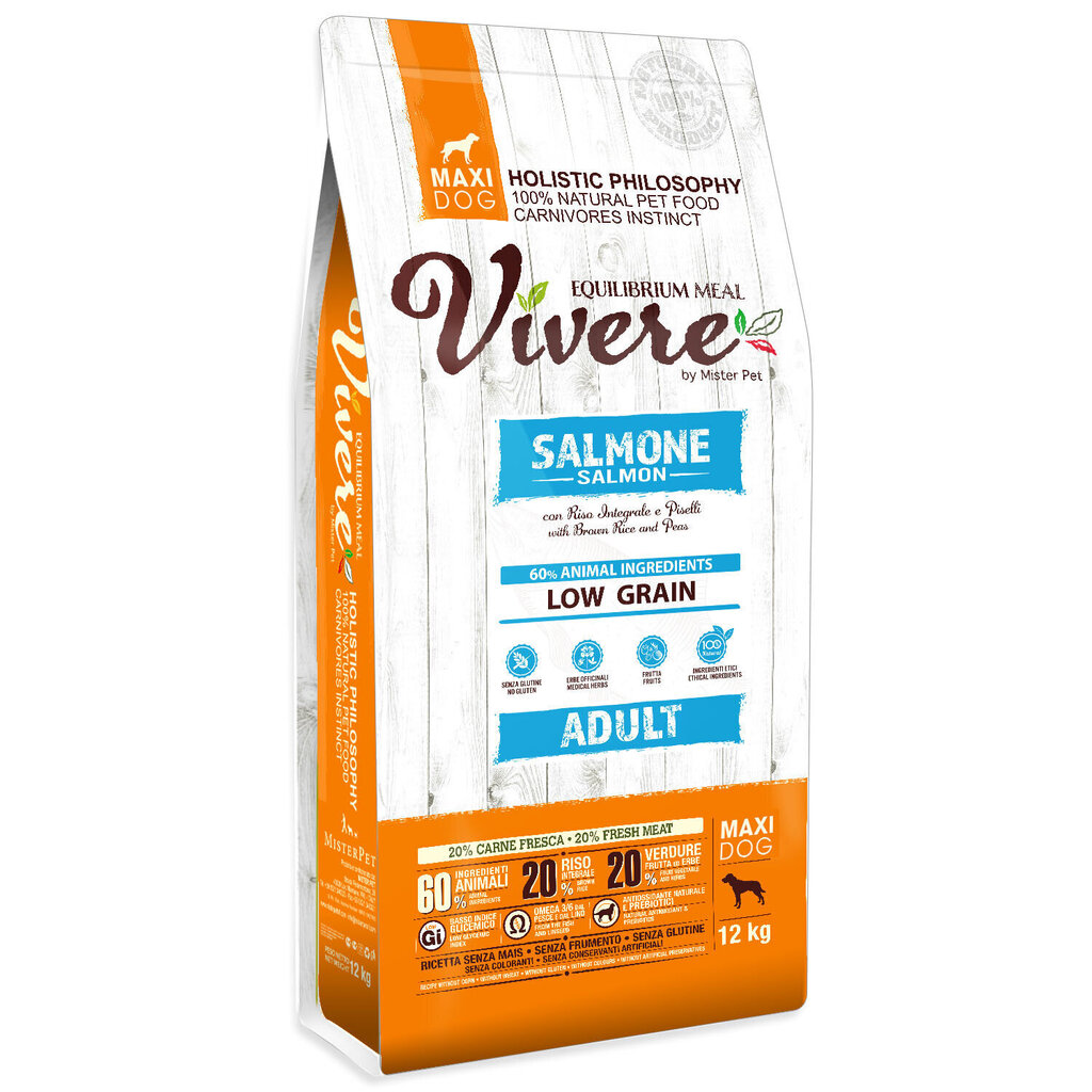 Large breed dog food with Vivere salmon 12kg цена и информация | Kuivtoit koertele | kaup24.ee