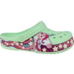 Tüdrukute jalatsid Crocs Fun Lab Unicorn Band Clog, roheline 206270-3TI цена и информация | Детские тапочки, домашняя обувь | kaup24.ee