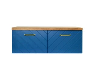 Двойной шкафчик для ванной Besco Floo 160 с Oak столешницей, синий/золотой цена и информация | Шкафчики для ванной | kaup24.ee
