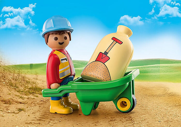 70409 PLAYMOBIL® 1.2.3 Ehitaja koos käruga hind ja info | Klotsid ja konstruktorid | kaup24.ee