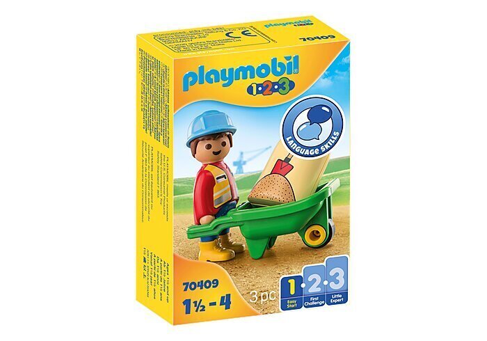 70409 PLAYMOBIL® 1.2.3 Ehitaja koos käruga hind ja info | Klotsid ja konstruktorid | kaup24.ee