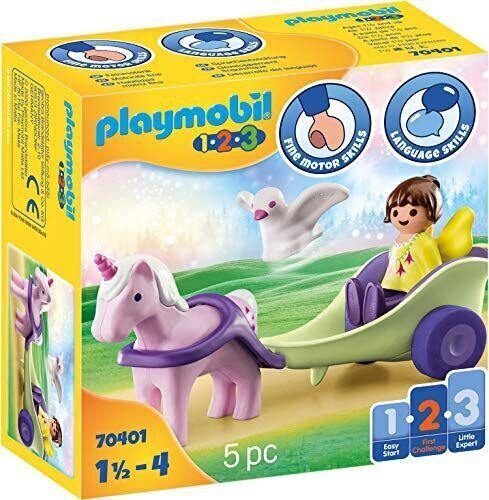 70401 PLAYMOBIL® 1.2.3 Haldjas vankri ja ükssarvikuga hind ja info | Klotsid ja konstruktorid | kaup24.ee