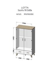 Riidekapp Cama Meble Lotta 2D2S, valge/tamme värv hind ja info | Kapid | kaup24.ee