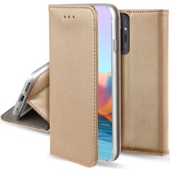 Moozy Klapiga Ümbris Xiaomi Redmi Note 10 Pro ja Note 10 Pro Max, Kuldne - Magnetilise Klapiga Ümbris Koos Kaardi- ja Telefonihoidjaga hind ja info | Telefoni kaaned, ümbrised | kaup24.ee