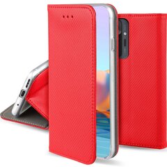 Moozy Klapiga Ümbris Xiaomi Redmi Note 10 Pro ja Note 10 Pro Max, Punane - Magnetilise Klapiga Ümbris Koos Kaardi- ja Telefonihoidjaga hind ja info | Telefoni kaaned, ümbrised | kaup24.ee