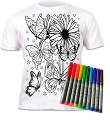 Viltpliiatsitega värvitav t-särk SPLAT Liblikad, 2780015670327 цена и информация | Рубашки для девочек | kaup24.ee