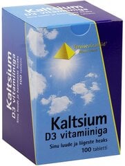 Kaltsium D3 vitamiiniga tabletid N100 hind ja info | Vitamiinid, toidulisandid, immuunsuse preparaadid | kaup24.ee