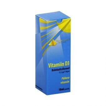 Vitamiin D3 tilgad 10ml pudel hind ja info | Vitamiinid, toidulisandid, immuunsuse preparaadid | kaup24.ee