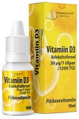 Vitamiin D3 tilgad 10ml pudel 30 mcg hind ja info | Vitamiinid, toidulisandid, immuunsuse preparaadid | kaup24.ee