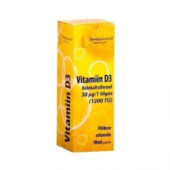 Vitamiin D3 tilgad 10ml pudel 30 mcg hind ja info | Vitamiinid, toidulisandid, immuunsuse preparaadid | kaup24.ee