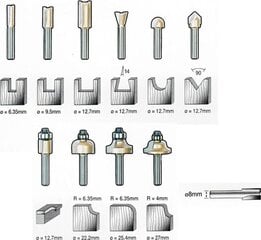 Freeside komplekt Stanley, 8 mm hind ja info | Freesid | kaup24.ee