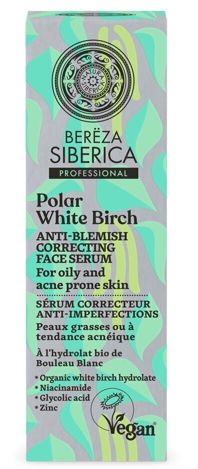 Seerum rasusele ja probleemsele näonahale Natura Siberica Polar White Birch Anti-blemish correcting face serum, 30 ml hind ja info | Näoõlid, seerumid | kaup24.ee
